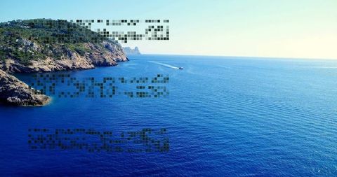 Serene Coastal View with Speedboat Racing across Blue Sea