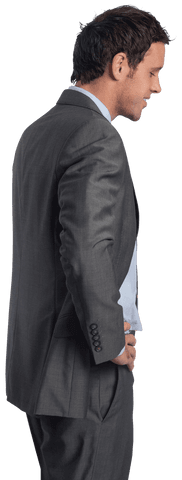 Confident Businessman in Profile Wearing Suit Isolated on Transparent Background