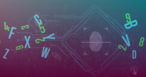 Digital Interface with Fingerprint and Alphanumeric Cloud
