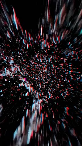 Vertical Glitch Pixel Vortex — Red Cyan Chromatic Burst for Cyberpunk Motion Backgrounds