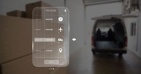 Futuristic delivery tracking digital interface digital concept