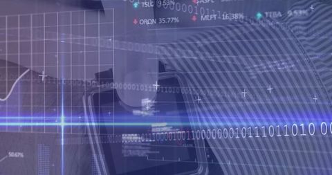 Futuristic Financial Data Interface with Digital Visualization