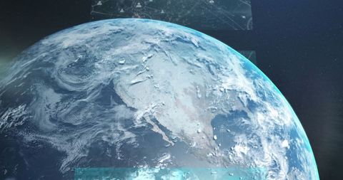 Digital Data Interfaces Surrounding Earth in Outer Space - Download Free Stock Images Pikwizard.com