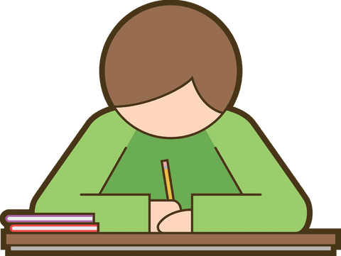 student writing at desk with books on transparent background - Download Free Stock Videos Pikwizard.com