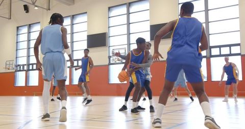 Intense Basketball Game with Energetic Players