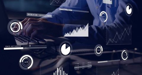 Business Professional Analyzing Digital Data Visualizations on Laptop