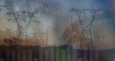 Digital Overlay on Power Pylons Representing Energy Data