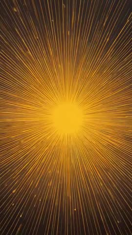 Golden Core Emitting Radiant Rays and Particles in Vertical Starburst Animation