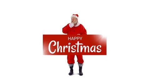 Santa Claus Holding Happy Christmas Sign