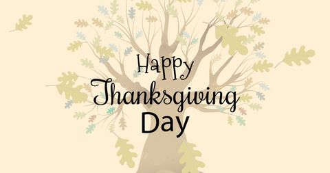 Thanksgiving Tree and Leaves with Festive Message - Download Free Stock Images Pikwizard.com