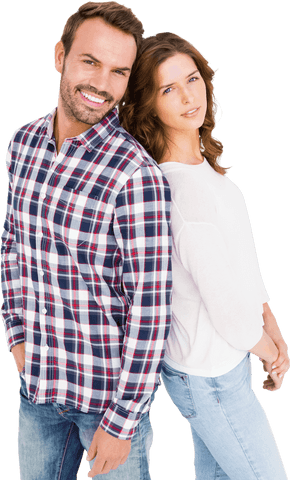 Transparent Young Couple Back to Back, Smiling and Relaxed - Download Free Stock Videos Pikwizard.com
