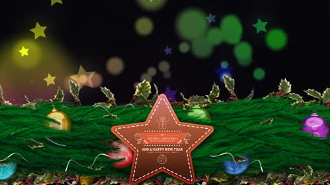 Christmas Greeting with Decorative Bokeh and Star
