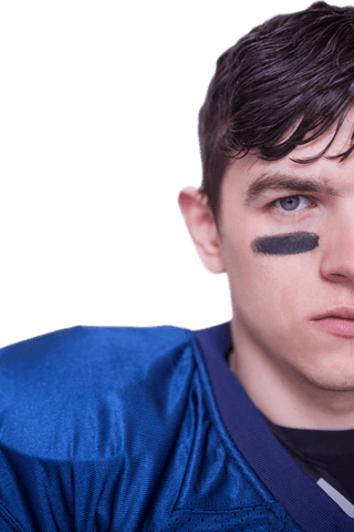 Transparent Confident American Football Player Focused on Game