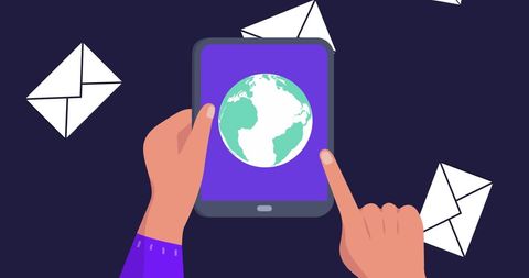 Digital Global Communication Concept with Tablets and Envelopes - Download Free Stock Images Pikwizard.com