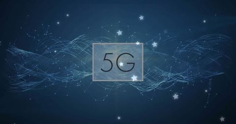 5G Technology Concept With Digital Waveforms and Stars