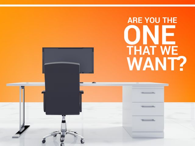 Empty Modern Office Desk with Job Recruitment Message - Download Free Stock Templates Pikwizard.com