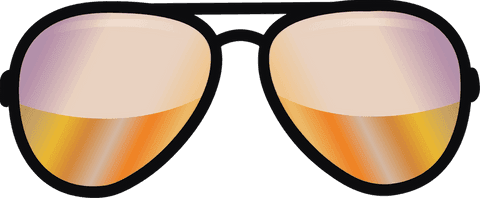 Aviator sunglasses with gradient lenses on transparent background