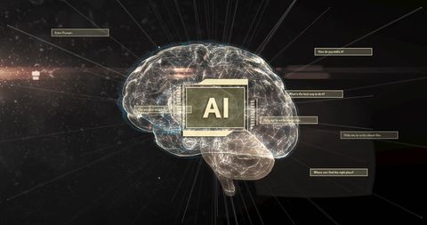 Digital Brain with AI Interface and Data Elements - Download Free Stock Images Pikwizard.com