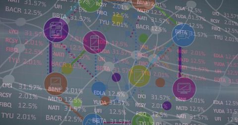 Interconnected Digital Network Visualization with Data Icons - Download Free Stock Images Pikwizard.com