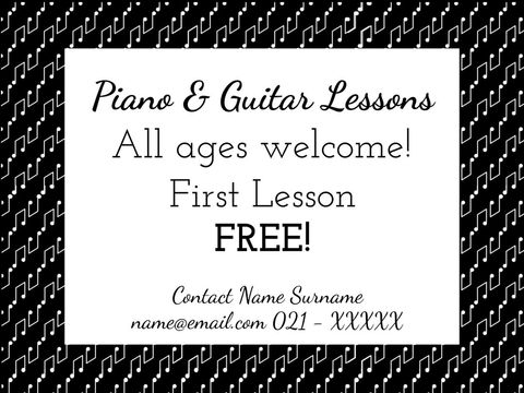 free piano and guitar lessons promotion for all ages - Download Free Stock Templates Pikwizard.com
