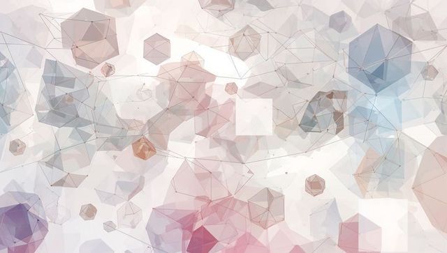 Forming polygonal network of translucent geometric facets linking wireframe nodes
