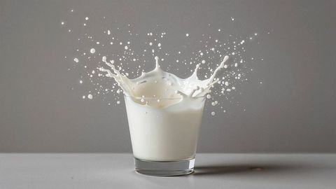 Milk Splattering Elegantly into Glass on Gray Surface