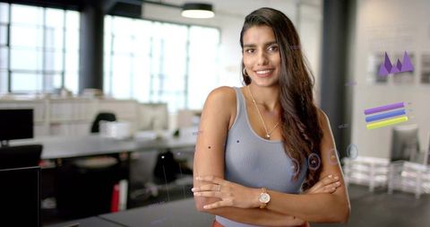 Confident Indian Businesswoman in Modern Office Environment