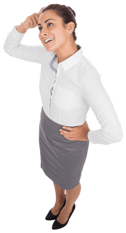 Cheerful Hispanic Businesswoman on Transparent Background