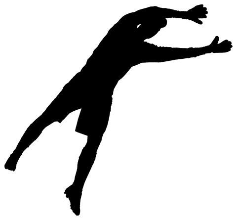 Transparent Silhouette of Male Footballer Jumping