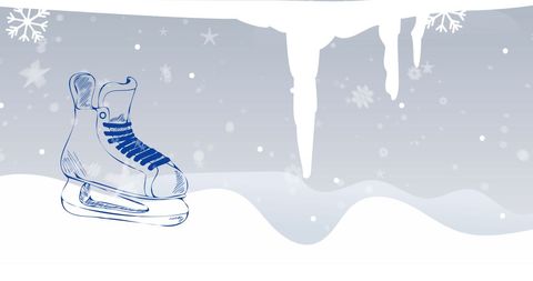 World Championship Ice Skate Illustration with Falling Snow Background