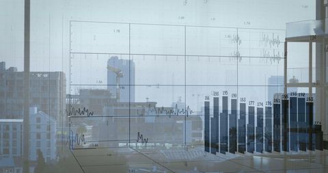 financial data overlay on urban skyline young enterprising city - Download Free Stock Images Pikwizard.com