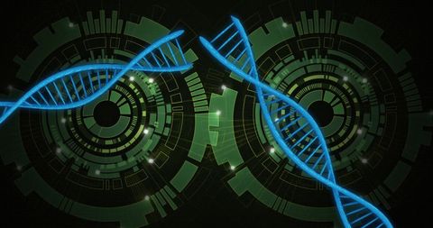 Futuristic DNA Strands with Digital Circuitry for Biotechnology and Genetics - Download Free Stock Images Pikwizard.com