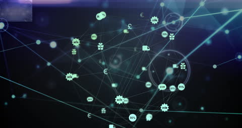 Abstract Network Connection of Digital Media Icons