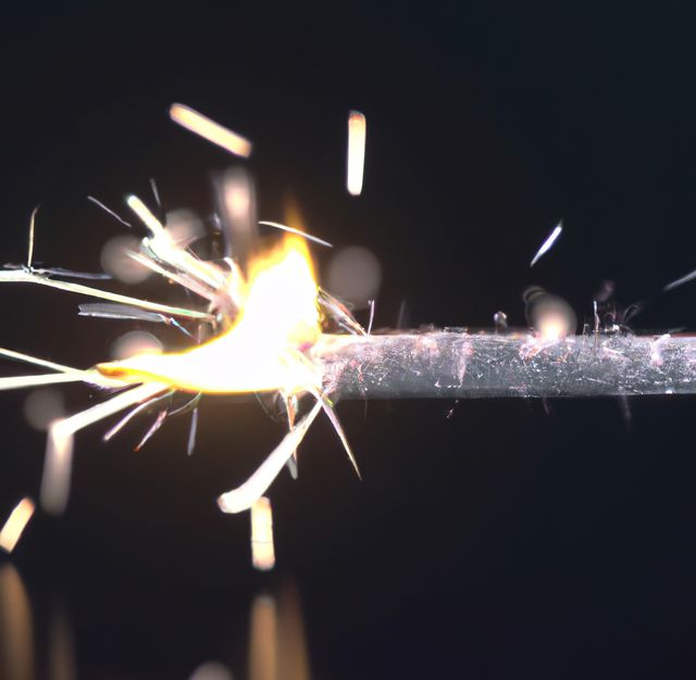 Close-Up of Sparkler Flame and Sparks in Dark Background - Download Free Stock Images Pikwizard.com