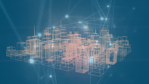 Abstract Digital City Network with Futuristic Connections