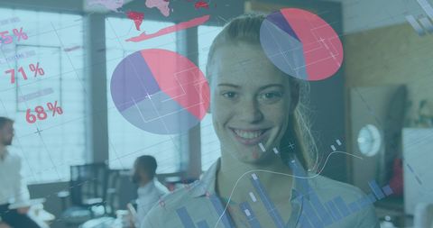 Businesswoman with Digital Financial Data Display Ambition and Technology