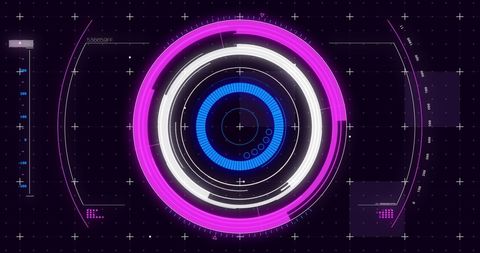 Abstract Futuristic Digital Interface with Neon Circles - Download Free Stock Images Pikwizard.com