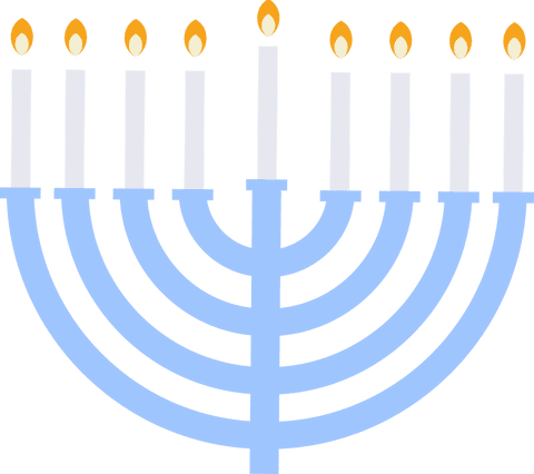 stylized blue hanukkiah with lit candles on transparent background - Download Free Stock Videos Pikwizard.com