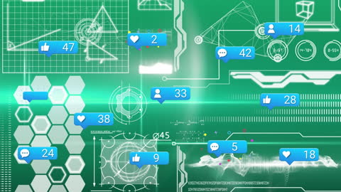 Digital Social Media Likes on Futuristic Interface