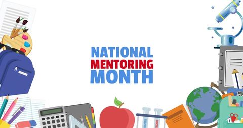 National Mentoring Month Education Concept with School Supplies