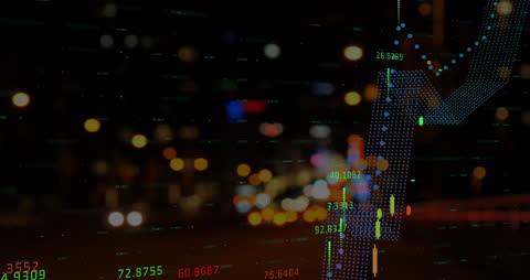 Digital Financial Analytics Overlaying Bustling City