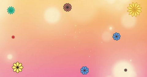 Colorful Flower Digital Artwork Over Orange Gradient Background - Download Free Stock Images Pikwizard.com