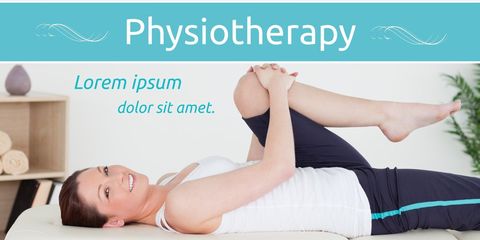 smiling woman stretching promotes physiotherapy and health - Download Free Stock Templates Pikwizard.com