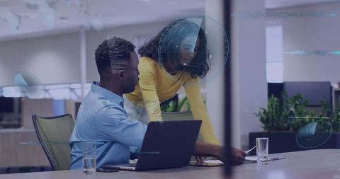 Professional Collaboration in Modern Office with Digital Interactivity