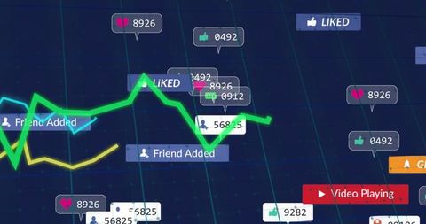 Neon Social Media Analytics Dashboard Showing Real-Time Engagement Graphs and Counters