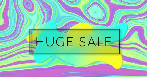 Colorful liquid background with huge sale text