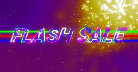 Flash sale neon glitch banner with futuristic elements