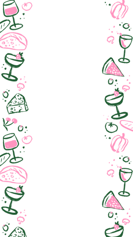 Decorative gourmet food and drink doodle transparent border