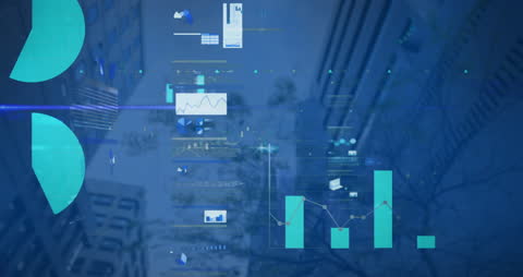Digital Composite of Graphs with Modern City Architecture
