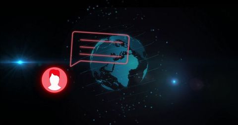 3D Digital Globe with Red Avatar Imagery in Cyber Network Space